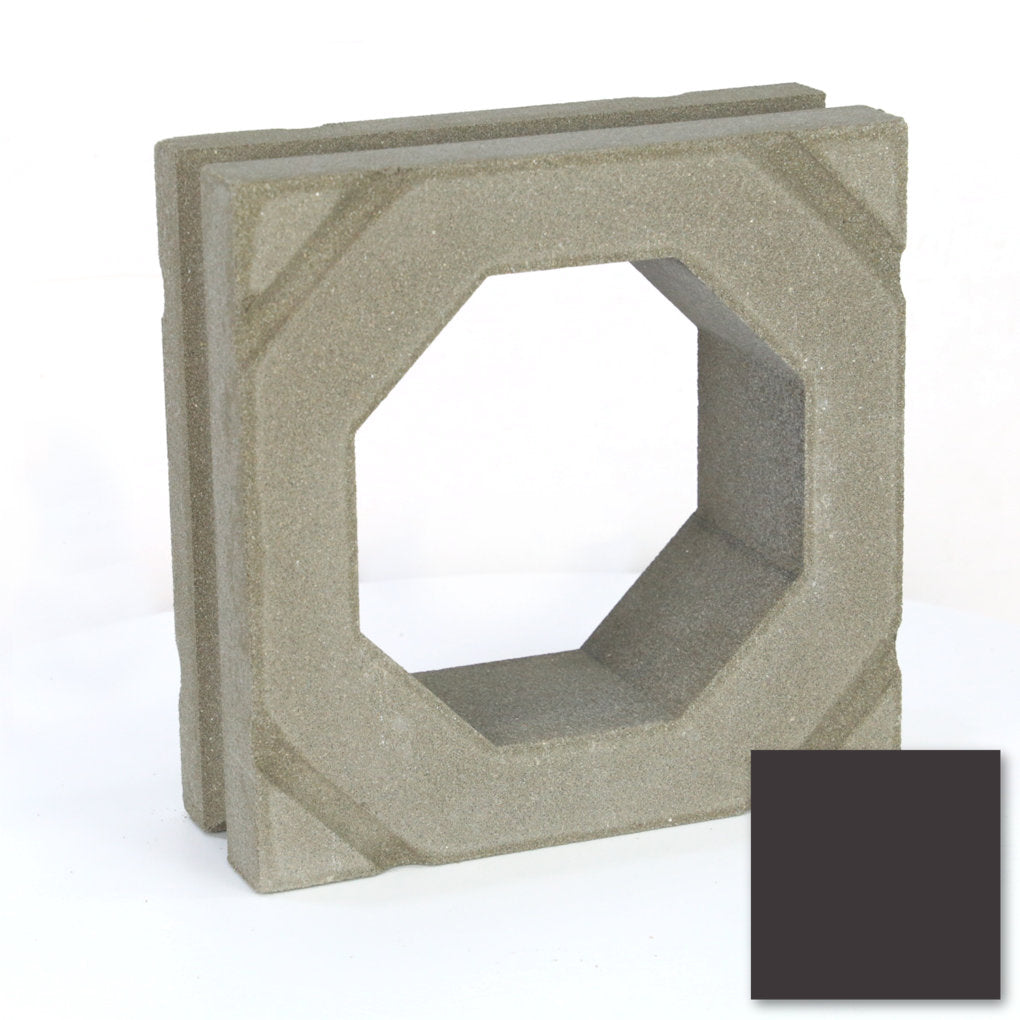 The Sumar Sample by New York Cement Tile is a square mid-century block with an octagonal hole, shown in dark gray.