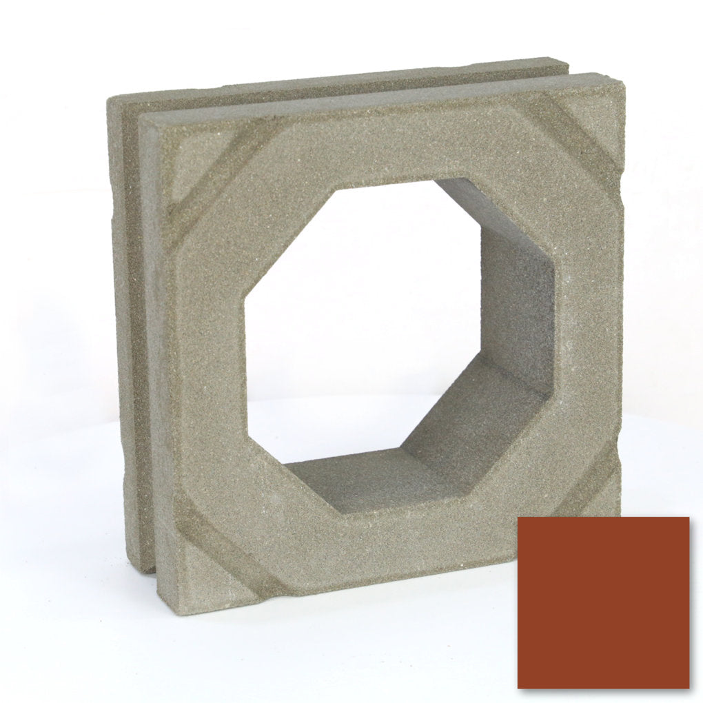 Sumar Sample by New York Cement Tile: octagonal concrete screen block, ideal for mid-century partitions; reddish-brown shown.