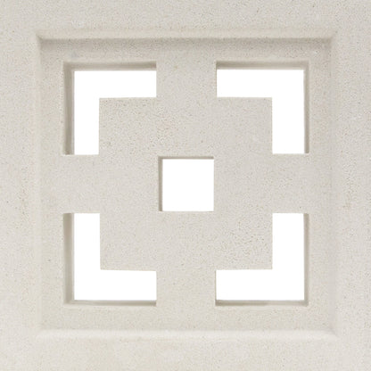 Tonga - NBB-006 by New York Cement Tile: a square beige tile with geometric cutouts, perfect for decorative partitions.