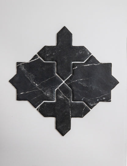 Tosca Black Marble Cross-Star tile