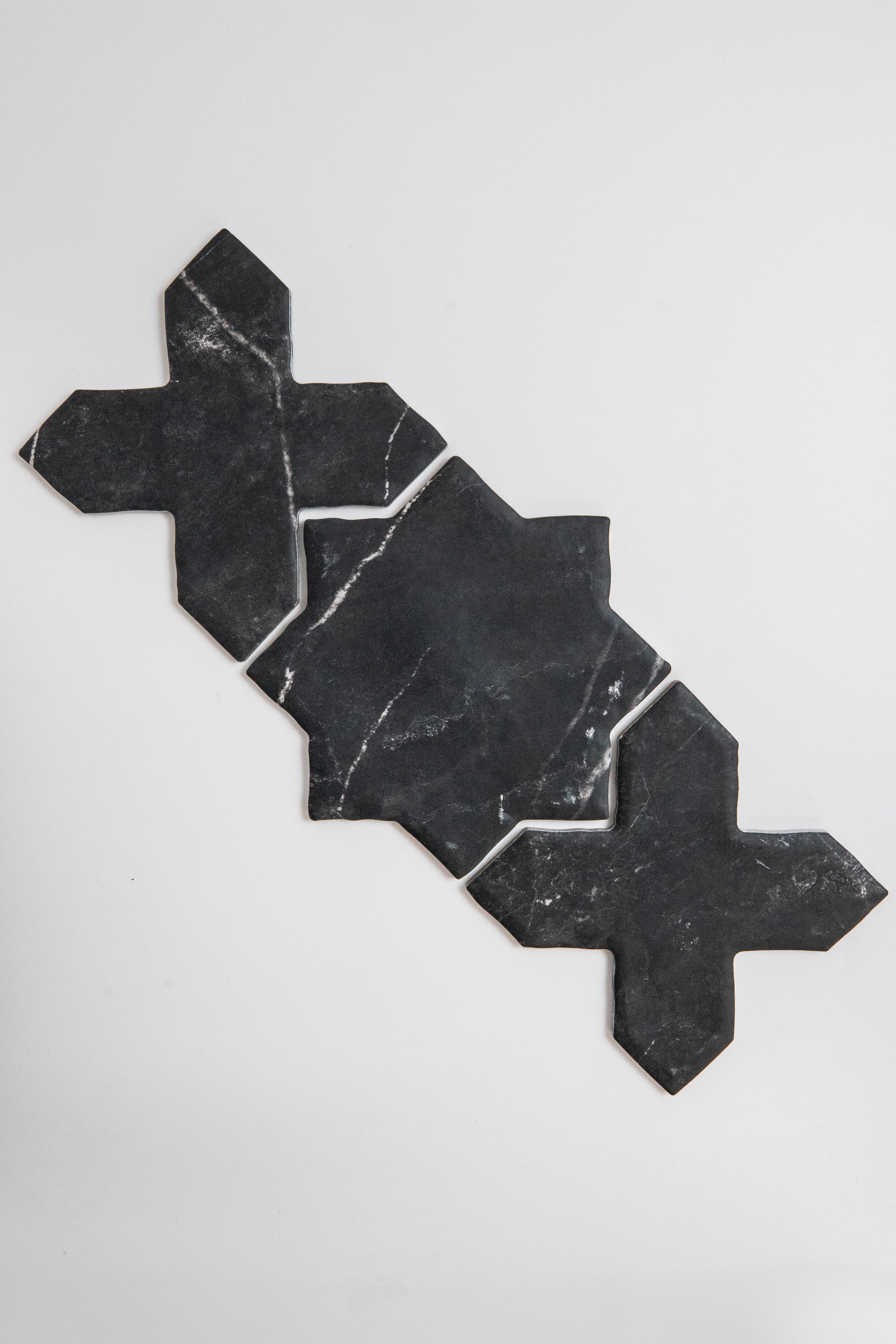 Tosca Black Marble Cross-Star tile