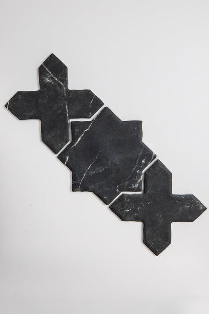 Tosca Black Marble Cross-Star tile