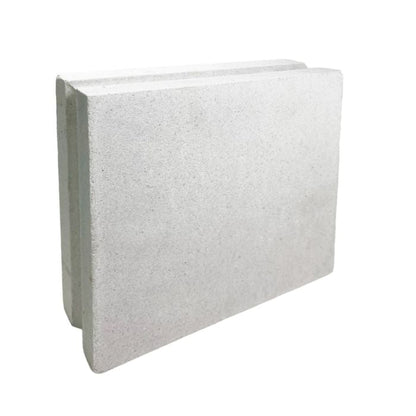 The Windbreaker Sixty-Five Sample by New York Cement Tile is a light gray rectangular breeze block with smooth surfaces.