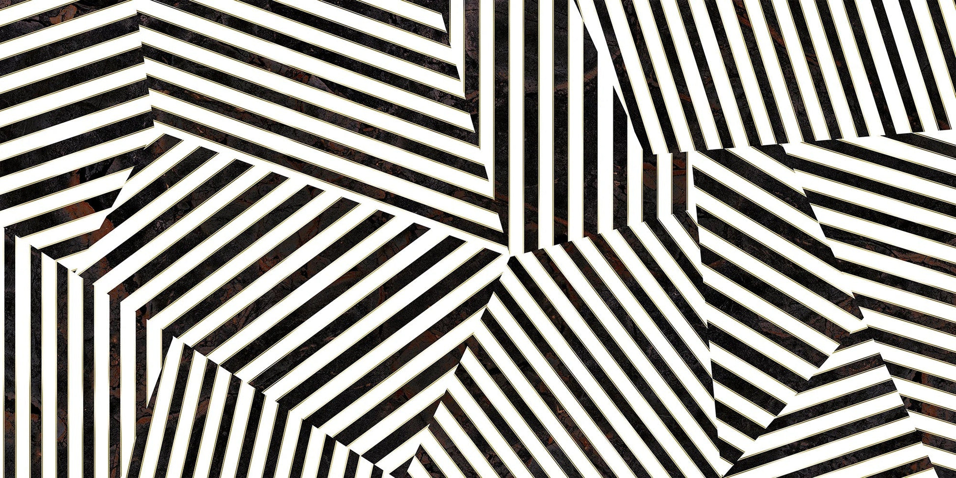 Black and white diagonal stripes evoke the abstract luxury of Zebra - Sample by New York Cement Tile.